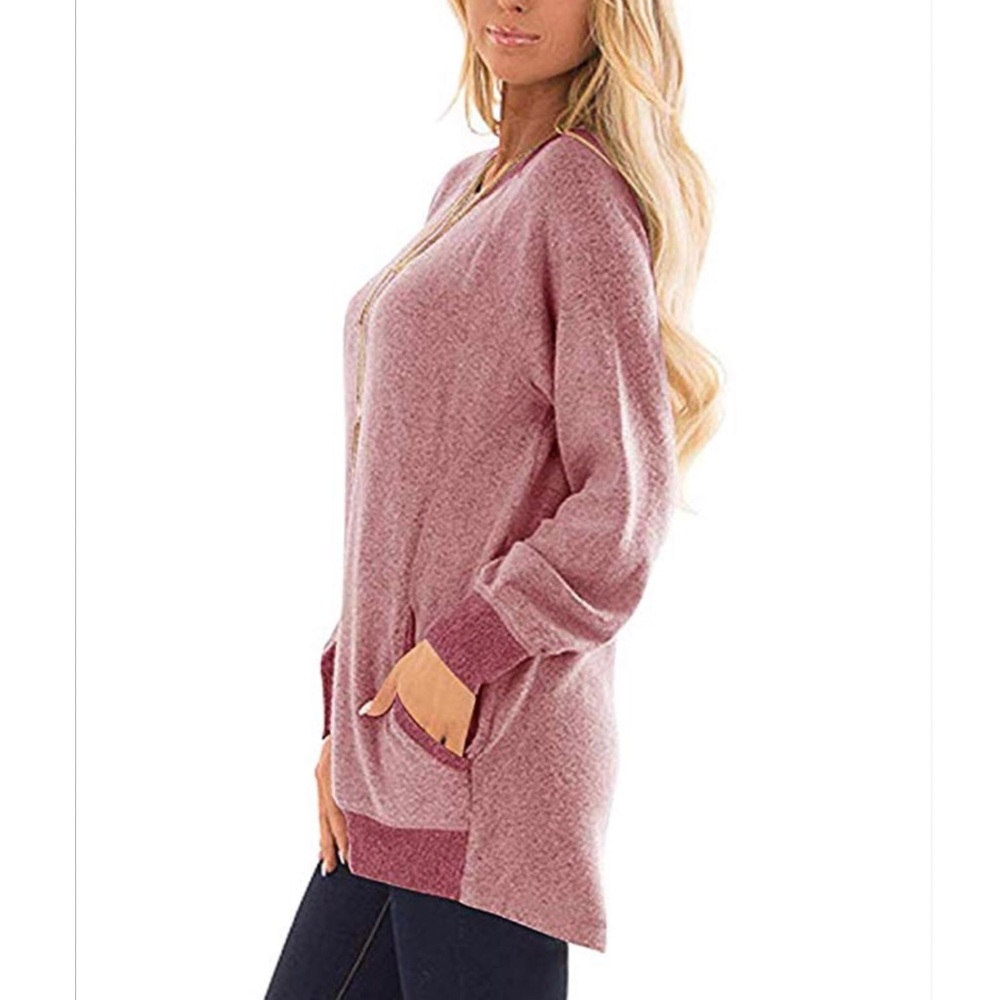 Casual long sleeve tunic top w Pockets - Picture 2 of 6